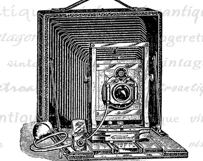 Digital Image Old Fashioned Camera Graphic Vintage Illustration Download Printable Artwork Antique Clip Art Jpg Png HQ 300dpi No.1532