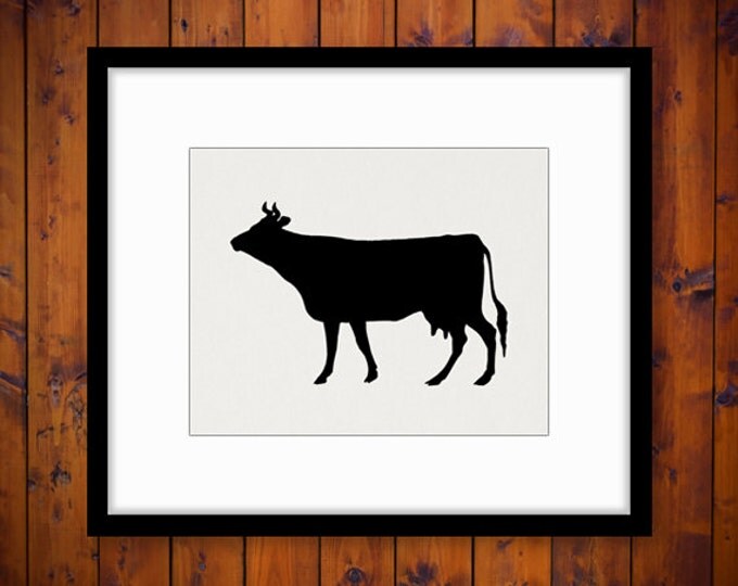 Cow Silhouette Image Printable Digital Farm Animal Download Graphic Antique Clip Art Jpg Png Eps HQ 300dpi No.3343