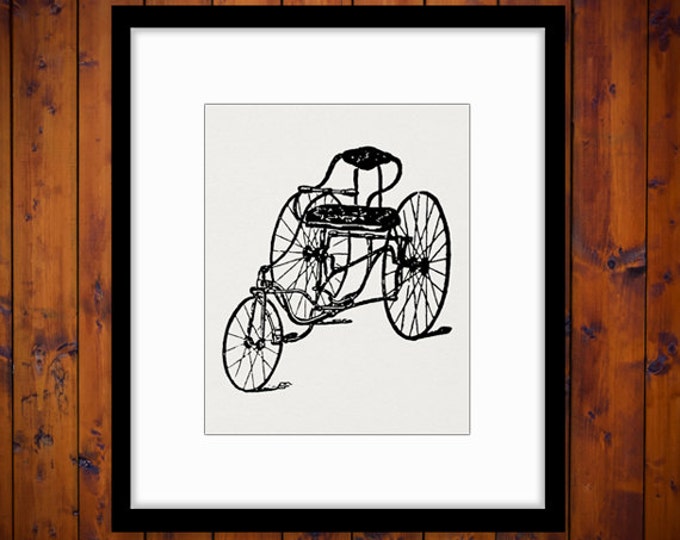 Antique Tricycle Graphic Image Digital Printable Download Vintage Clip Art Jpg Png Eps HQ 300dpi No.1454