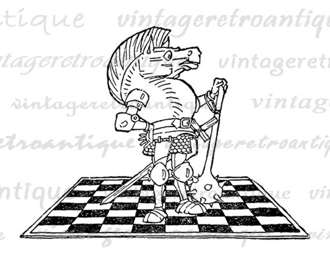 Digital Image Chess White Knight Alice in Wonderland Printable Download Graphic Antique Clip Art Jpg Png Eps HQ 300dpi No.2477