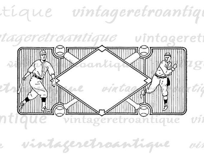 Printable Vintage Baseball Design Digital Graphic Baseball Players Image Download Jpg Png HQ Jpg Png HQ 300dpi No.4225