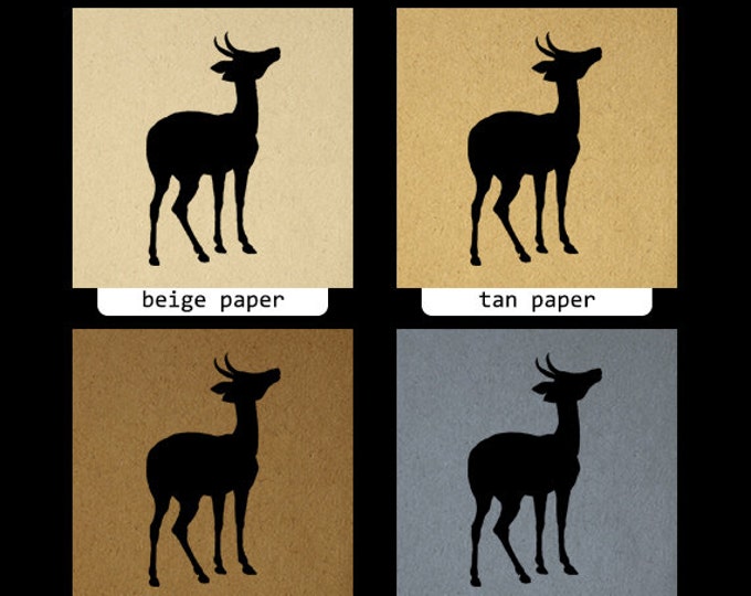 Antelope Silhouette Printable Image Graphic Deer Animal Download Digital Vintage Clip Art Jpg Png Eps HQ 300dpi No.3347