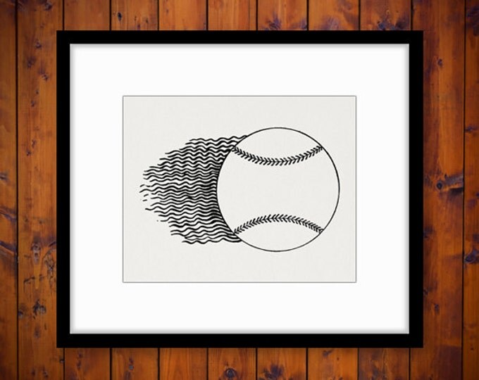 Flying Baseball Image Digital Download Soaring Antique Baseball Graphic Baseball Sports Artwork Printable Vintage Clip Art HQ 300dpi No.4646