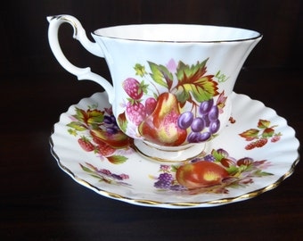 Vintage Royal Albert Fruits and Berries Tea Cup and Saucer #4486 Circa 1960s to 1970s