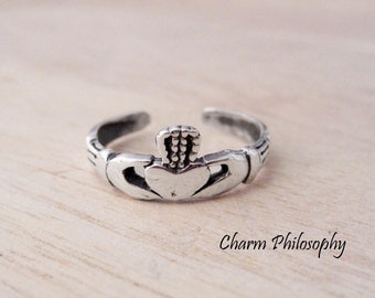 Claddagh Toe Ring - 925 Sterling Silver Jewelry - Love, Friendship and Loyalty Symbol