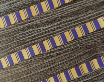 Purple and yellow striped ribbon - 3 yards