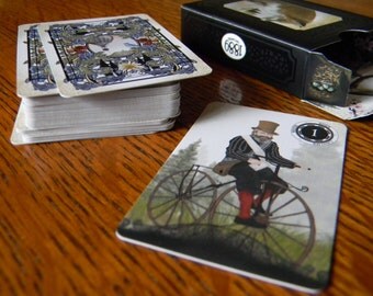 Mini 1889 Lenormand Oracle - Miniature Deck (41x63mm) 36 Cards and Keywords card
