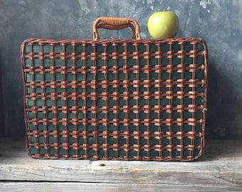 Wicker Picnic Basket | Vintage Wicker Picnic Basket | Woven Picnic Basket | Wicker Suitcase Basket | Summer Fun | Storage Organization