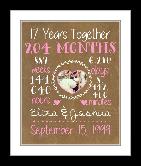 A 17th wedding  anniversary  17  years  together anniversary 