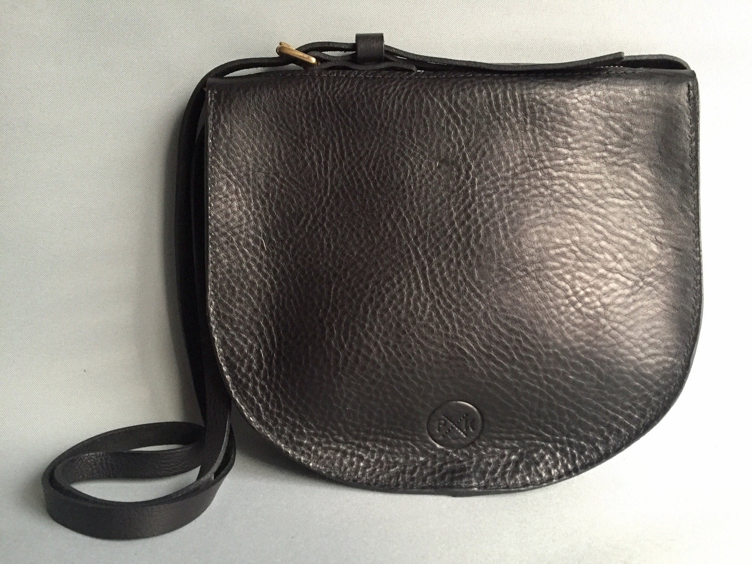Black leather saddle bag small black purse black cross body