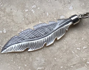 Hand Carved Mother of Pearl Feather Pendant-Wedding-Anniversary