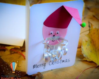 Happy Holidays Card, Merry Christmas Card, 3D Christmas Card, Christmas Invitation, Seasons Greeting, Christmas Party, Santa Clause Card,