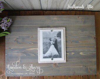 First Names Wedding Guest Book Alternative Wood Sign - Rustic Wedding Decor - Personalized Wood Sign - Choose Your Colors - MADE TO ORDER