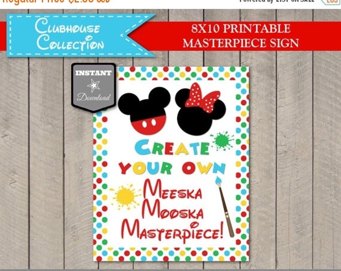 SALE INSTANT DOWNLOAD Printable Mouse Clubhouse 8x10 Create Your Own Masterpiece Sign / Clubhouse Collection / Item #1608