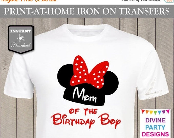 SALE INSTANT DOWNLOAD Print at Home Girl Mouse Mom of the Birthday Boy Printable Iron On Transfer / T-shirt / Family / Trip / Item #2344