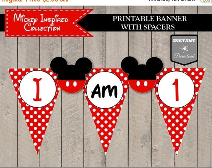 SALE INSTANT DOWNLOAD Mouse I am One Highchair Party Banner / Printable Diy / First 1st Birthday / Classic Mouse Collection / Item #1555