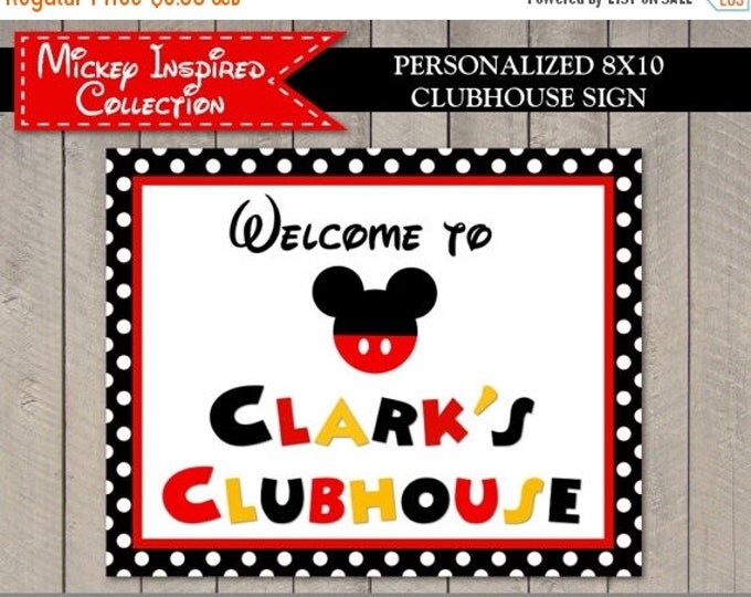 SALE PERSONALIZED Classic Mouse Black Polka Dot Printable 8x10 Clubhouse Welcome Sign / Name / Classic Mouse Collection / Item #1583