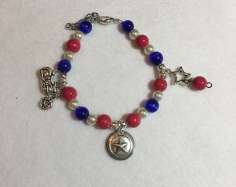 Items similar to Captain America Bracelet, Captain America Paracord ...