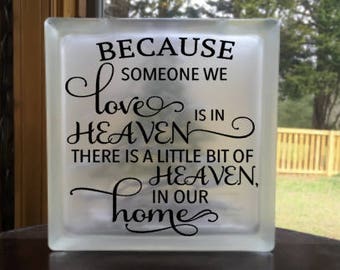 Memory Glass Block Decal, Remembrance Glass Block Decal, Decal for DIY Glass Block, Vinyl Glass Block Decal