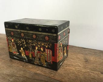 Vintage Japanese Cherry Blossom Recipe File Box Storage