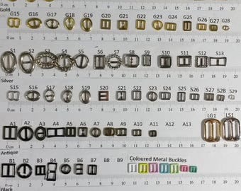 Mini Metal Buckles for Barbie,Blythe,Ellowynne size Doll Clothes,Shoes,Belts. Sold in Pairs. Send me Buckles Numbers you want