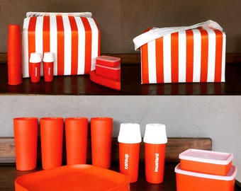 Orange and White Stripped Picnic Cooler by Tupperware