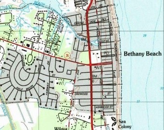 Bethany beach map  Etsy