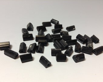 Rough natural black Tourmaline bead 10-11mm long