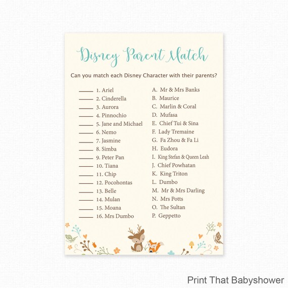 Disney Baby Shower Game Free Printables