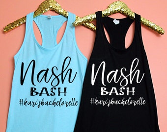 Bachelorette Party Fitted Racerback Tank Top, Nash Bash, XS-2XL, Bachelorette Party Shirt, Bridesmaid Tank Top, Bride Tank Top, Wedding Tank