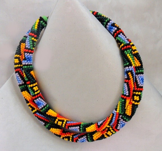 Bead Set Premade DIY Necklace Rainbow Czech beads Pattern + Material + Hook + Endings + Thread