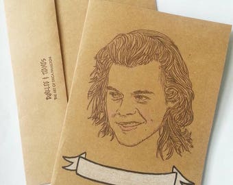 Harry Styles/ One Direction/ 1D/ Illustrated/ Custom Message/ Greeting Card