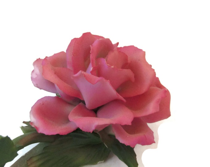 Vintage Pink Rose Figurine / Capodimonte Porcelain / Mother's Day Gift Idea / Gift Idea for her