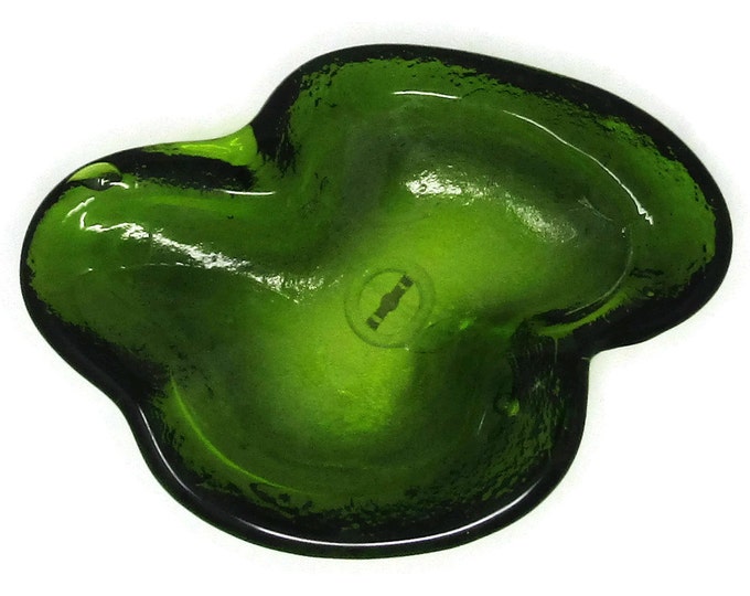 Vintage Art Glass | Vintage 1960s Murano Glass Bowl | Green | Mcm | Mid Century Modern Decor | Mod