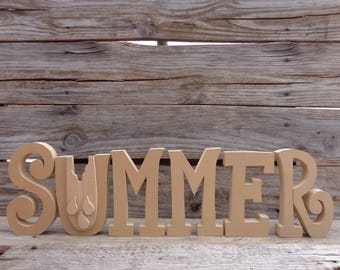 Unfinished Wood Crafts - Unfinished Letters - Flip Flop Decor - Watermelon Decor - Summer Letter set with Flip-Flops OR Watermelon