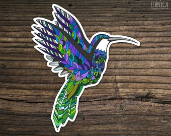 Vinyl hummingbird sticker, zentangle doodle sticker, decal laptop sticker, art sticker, phone sticker, Ipad sticker, car sticker