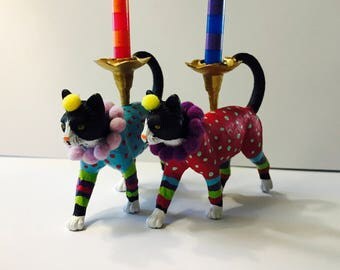 Curious Cat Candleholder and Cake Topper