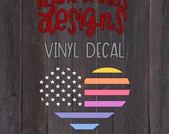 American Flag Heart- Car Decal
