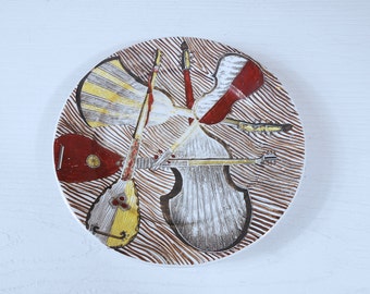 Fornasetti Plate (9 inch) - Strumenti Musicali / Musical Instruments Plate by Piero Fornasetti - Milano, Italy