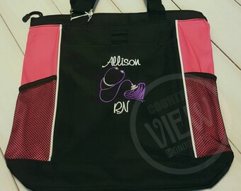 Nurse Tote Bag-Nursing or Health Professions Embroidered Zippered Tote Bag--Nursing Gift or Graduation Gift-KAYLEIGH