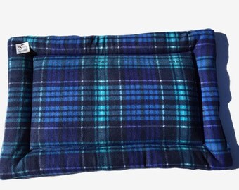 Blue Plaid Dog Bed, Fleece Pet Pad, Large Dog Bed, Crate Pad, Puppy Bedding, Couch Cover, Fleece Crate Mat, Pet Travel Items, Dog Gift