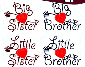 Bundle, Big Sister, Little Sister, Big Brother, Little Brother, Svg, Ai, Eps, Pdf, Png Cutting file, Vector Clipart, Iron On, Sublimation