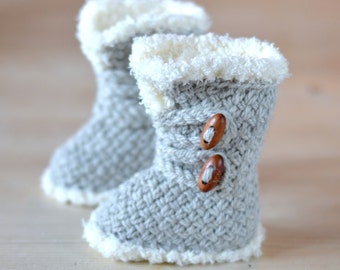 KNITTING PATTERN Baby Booties Basket Stitch Baby Boots 3 Sizes Ugg Style Baby Booties Pattern Digital File Instant Download Digital File
