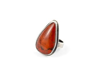 Red Jasper Ring, Size 8 Ring, Red Stone Ring, Statement Ring, Christmas Gift, Boho Ring, Gemstone Jewelry, Crimson Ring, Bohemian Jewelry