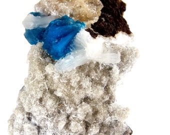 Cavansite Crystals On Stilbite Wagholi, Pune, Maharashtra, India (EA7389) crystal mineral reiki healing gem stone vintage collect
