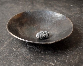 Tea Candle Holder Centerpiece -- hand-forged artisan blacksmith metal change bowl, perfect wedding, housewarming, iron anniversary gift