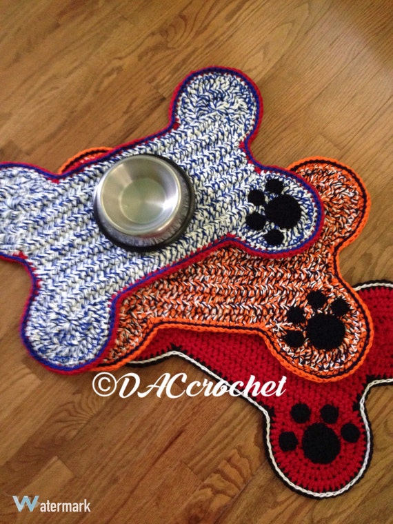 Crochet PATTERN Dog Bone Placemat Rug Pet Food Floor Mat