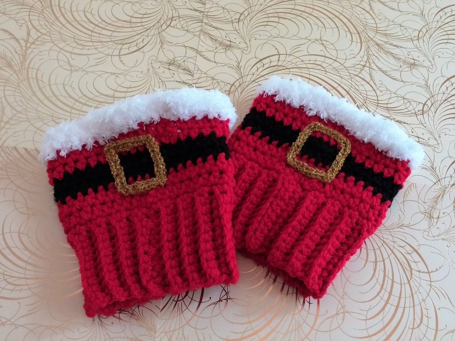 Christmas boot cuffs Santa hat boot cuffs boot cuffs red