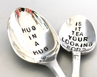 Personalised tea spoon, customised teaspoon, stamped spoon, prosecco spoon, custom gift, plated spoon, christmas present, keepsake