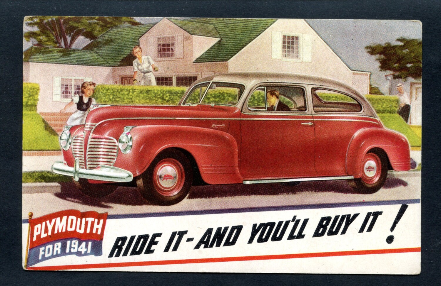 Vintage 1941 Plymouth New Car Advertisement Post Card Never Used Great